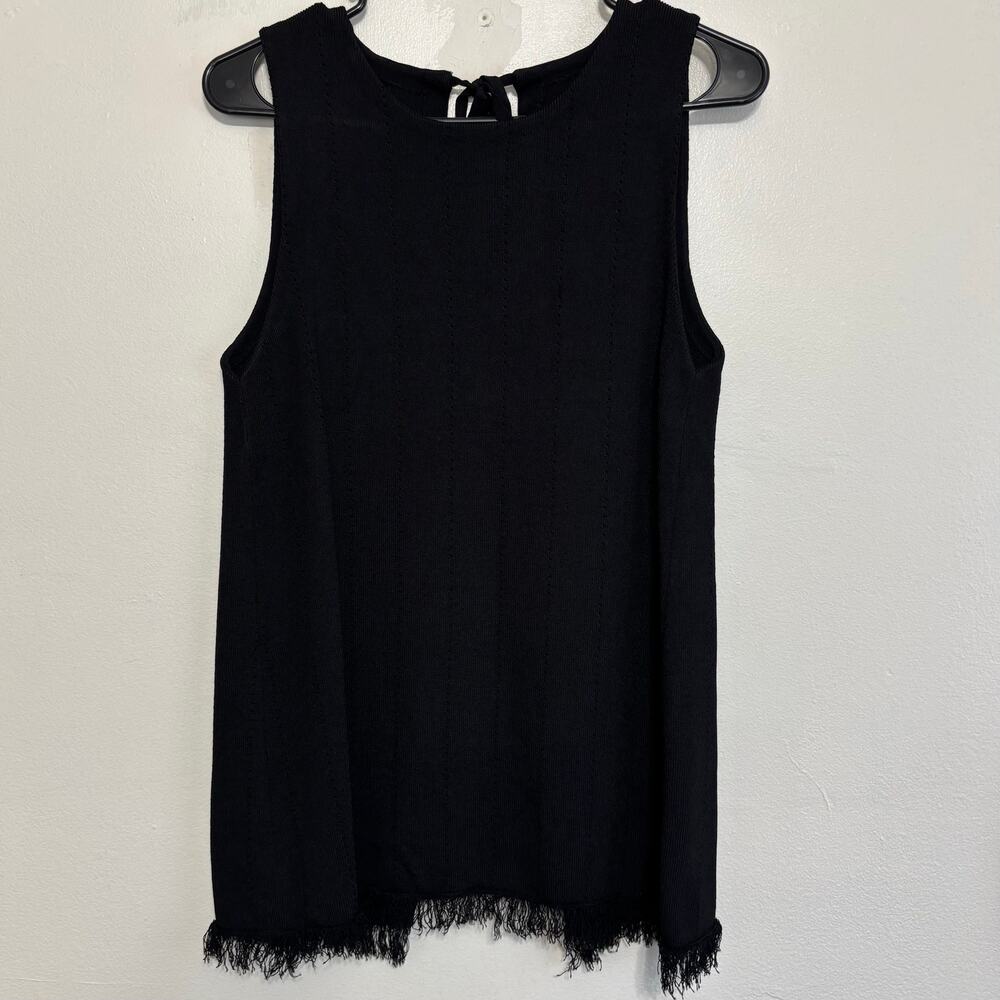Rachel Roy Collection Black Tie Front Fringe Hem Vest Size Med/Large